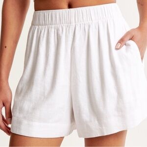 Abercrombie & Fitch High Rise Linen Blend Pull On Shorts Pockets Size Large VEUC